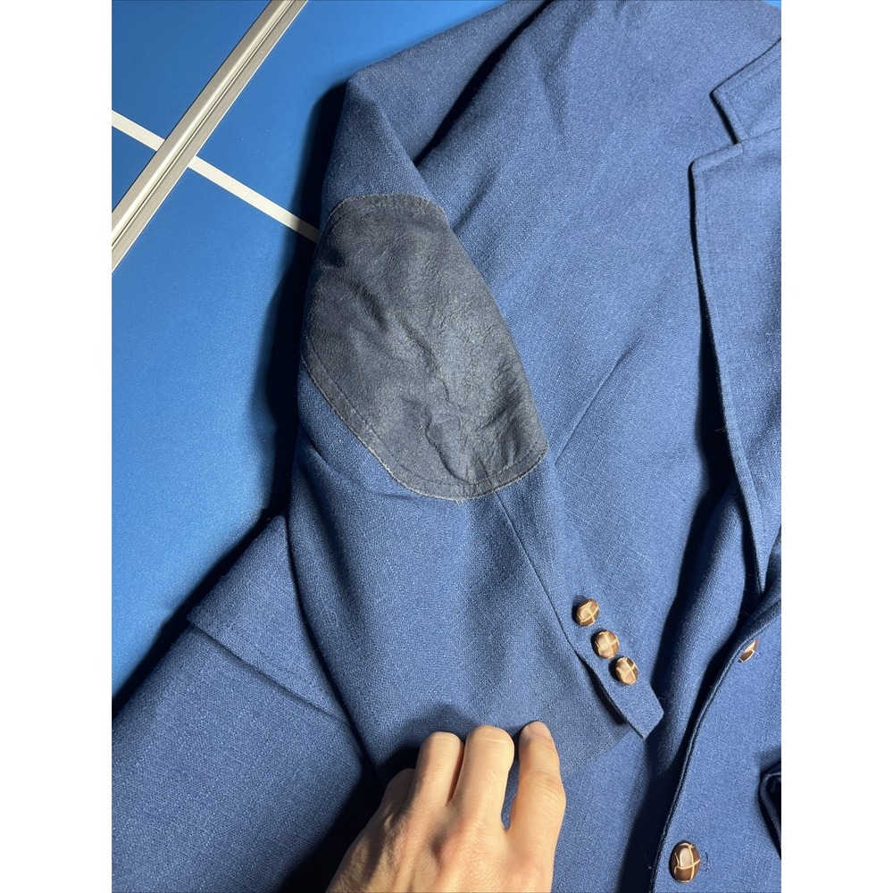 Vintage Pendleton Sport Coat Blazer Mens 44 Blue Wool Two Button‎ Elbow Patches - Picture 2 of 16
